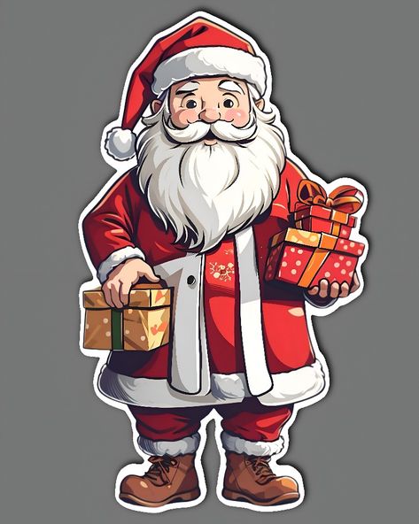 Santa Claus Sketch Drawing, Santa Claus Cute Drawing, Santa Claus Full Body Drawing, Santa Claus Drawing Art, Santa Claus Cartoon, Santa Claus Drawing, Santa Claus Pictures, Baby Food Jar Crafts, Xmas Sticker