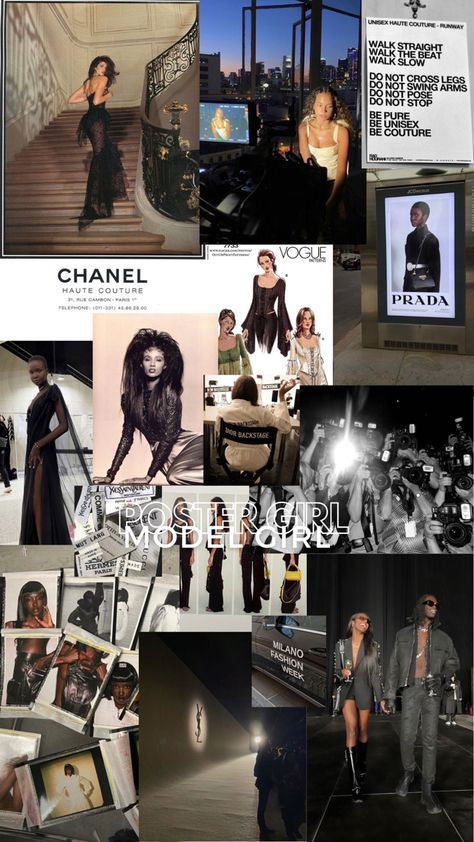 model vision board!! Runway Model Vision Board, Vogue Vision Board, Fashion Management Aesthetic, Fashion Designer Vision Board, Model Mood Board, Modeling Vision Board, Model Vision Board, Rich Model Aesthetic, Model Affirmations