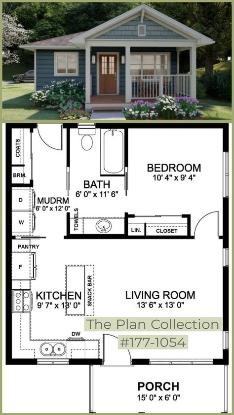 Attached Guest House, Guest House Plans, Small Cottage House Plans, Small Cottage Homes, A Small House, Small House Floor Plans, Tiny House Floor Plans, Sims House Plans, Cottage Plan