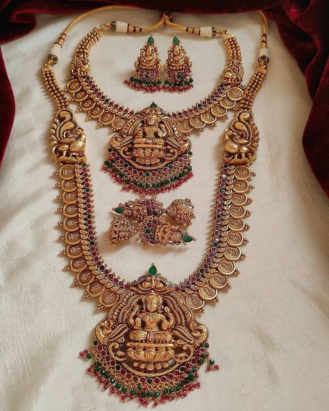 Temple Jwellary Set For Bride, Temple Jwellary Set, Bridal Temple Jewellery Sets, South Indian Temple Jewellery, Temple Jewellery Set For Bride, Jewelry Design Necklace Gold Long, Bridal Necklace Set Weddings, Temple Jewelry Necklace Jewellery Designs, Antique Necklace Gold Indian Temple Jewellery