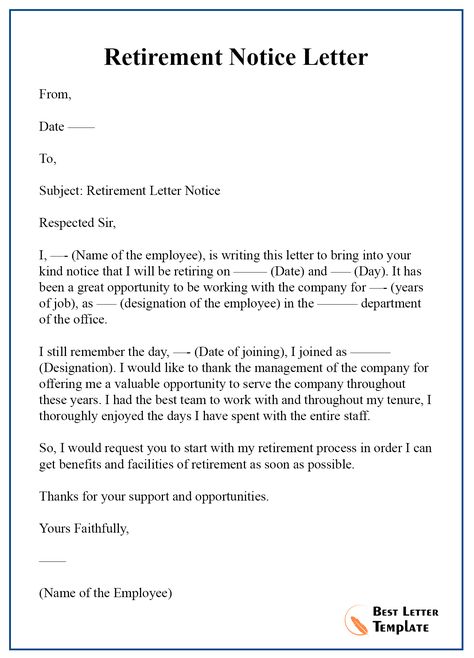 Retirement-Notice-Letter | Best Letter Template Retirement Letter Sample, Retirement Letter To Employer, Retirement Letter, Job Application Cover Letter, Retirement House Plans, Application Cover Letter, Cowboy Beans, Cover Letter Template Free, Cover Letter Design