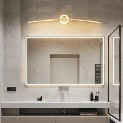 Gold Bathroom Vanity LED Wall Light Modern Wall Sconce with White Silicone Shade Bathroom Vanity Lighting Sconces, Vanity Lighting Over Mirror, Gold Bathroom Vanity, Space Saving Bathroom, Modern Bathroom Lighting, Bathroom Inspiration Modern, Metal Wall Light, Bathroom Mirror Lights, Bathroom Sconces