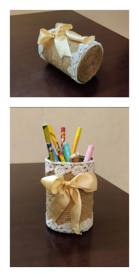 Pen Stand Decoration Ideas, Pen Stand Diy Pencil Holders, Diy Pen Holder Ideas Aesthetic, Penholder Aesthetic Diy, Aesthetic Pen Stand, Pencil Stand Craft, Aesthetic Pen Holder Diy, Diy Pen Stand Ideas, Pen Stand Painting Ideas