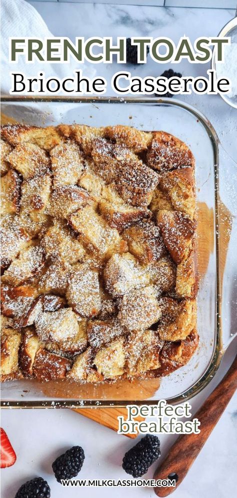 Looking for an easy yet delicious breakfast? Try this French toast brioche casserole. Made with soft brioche bread and a custardy filling, it’s the ultimate make-ahead breakfast for holidays or busy mornings. This simple recipe will become a family favorite, delivering a warm, sweet, and satisfying meal to start your day. French Toast Casserole With Brioche, Brioche Casserole, French Toast Brioche, Brioche French Toast Recipe, Easy French Toast Casserole, Brioche French Toast Casserole, Oven French Toast, Easy French Toast, French Toast Casserole Easy