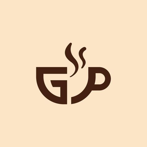 Letter GP Coffee Logo Design Coffee Logo Design, Cafe Logos, Logo Design Coffee, Coffee Shop Logo Design, Cafe Logo Design, Tea Logo, Photoshop Tutorial Typography, Adobe Illustrator Design, Graphic Design Brochure