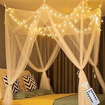 White Bed Canopy, Bed Canopy With Lights, White Canopy Bed, Princess Canopy Bed, Bed Net, Princess Canopy, Women Bedroom, Canopy Bed Curtains, Bedroom Decor For Women