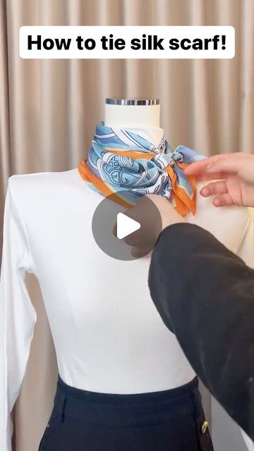 ilymix ❤ on Instagram: "How to tie silk scarf. #silkscarf #fashionblogger #styleblogger #fashionstyle #scarf" How To Tie A Large Square Silk Scarf, How To Tie A Silk Scarf Around Your Neck, How To Tie Silk Scarf, How To Tie Neck Scarf, Tie A Scarf Around Your Neck, How To Tie A Square Scarf, Tie Scarf How To Neck Scarves, How To Tie A Neck Scarf, How To Wrap A Scarf