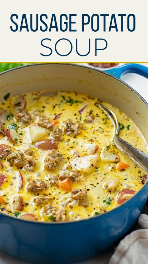 Sausage With Potatoes, Easy Crockpot Soup, Potatoes And Vegetables, Sausage Potato Soup, Sausage Soup Recipes, Sausage Potato, Sausage Stew, Potato Soup Crock Pot, Comfort Soup Recipes