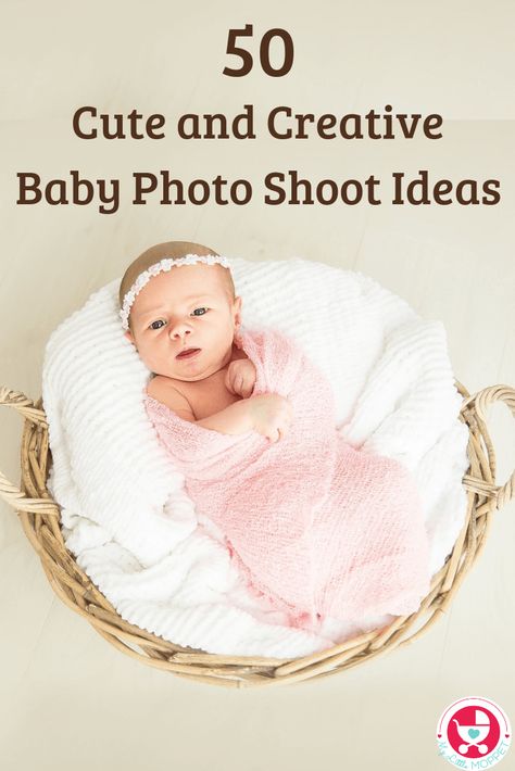 50 Cute and Creative Baby Photo Shoot Ideas Diy 3 Month Old Photo Shoot, Infant Photoshoot Poses, Diy Infant Photography Props, Photo Shoot For Newborn, Newborn Veil Pictures, 1 Month Old Photo Ideas, Swaddle Pictures Newborn Poses, Newborn Pics Outside, Creative Newborn Photos