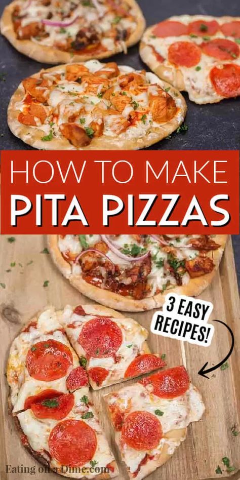 Pita Bread Pizza, Pita Pizza, Homemade Pita, Pita Recipes, Pita Bread Recipe, Pan Pita, Pita Pizzas, Healthy Pizza Recipes, Pizza Sauce Homemade