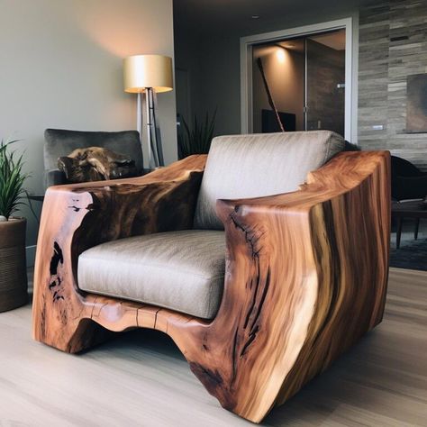 Unique Furniture Design, Wood Furniture Design, Log Furniture, Dream House Decor, Wooden Chair, Unique Furniture, Dream Home Design, Wood Working, 인테리어 디자인