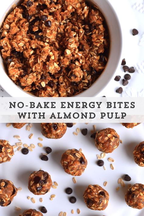 Don’t throw out your almond pulp after making almond milk! Make these super easy, delicious, and healthy no bake energy balls for kids or anyone else! Use up that almond pulp and whip up yummy treat that your whole family will love! Energy Balls For Kids, What To Do With Leftover Almond Pulp, Almond Milk Pulp Recipes, What To Do With Almond Pulp, Almond Pulp Muffins, Almond Cow Pulp Recipes, Almond Pulp Energy Balls, Almond Pulp Hummus, Making Almond Milk