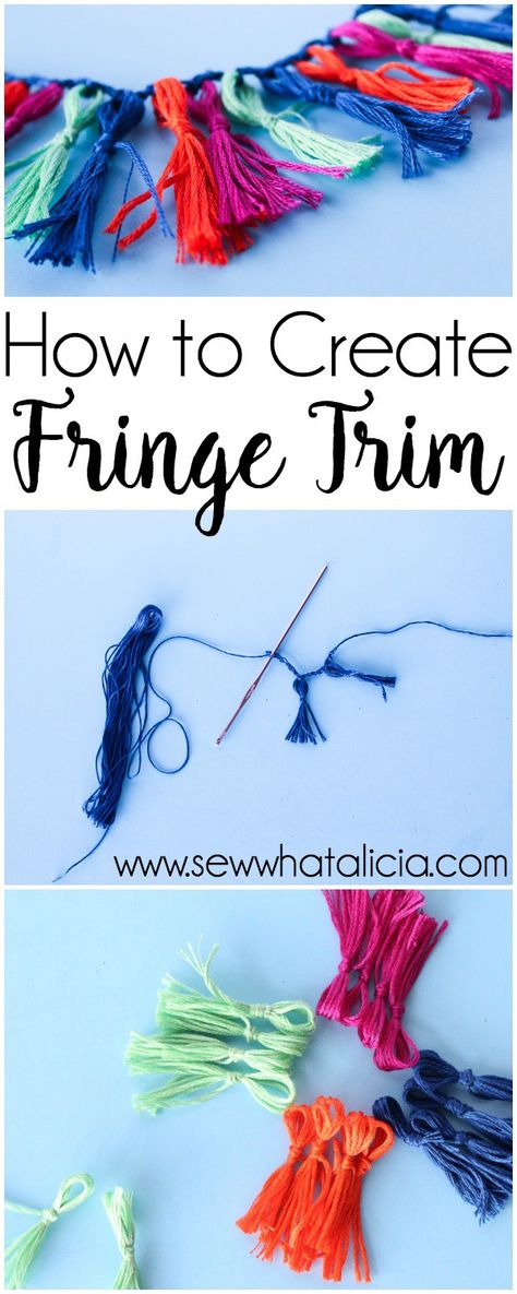 Handmade Fringe Trim Tutorial: Create this fun fringe trim to add a unique and colorful flair to your next project. Click through for the full tutorial. | www.sewwhatalicia.com Diy Fringe Trim, How To Make Fringe Trim, Textile Sketchbook, Fringe Diy, Diy Fringe, Sew Crafts, Tutorial Sewing, Wild Oats, Diy Techniques