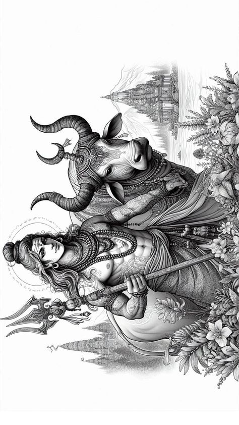 Step into a realm of hushed reverence. This monochromatic painting captures the essence of sacred spaces, where time slows and details whisper stories. Bathed in ethereal shades of grey, the dance of light and shadow evokes a sense of mystery and tranquility. Shiv Ji Sketch, Shiva With Trishul, Shiva Dance, Shiva Nandi, Monochromatic Drawing, Whisper Stories, Monochromatic Painting, Lord Shiva Sketch, Shiva Sketch