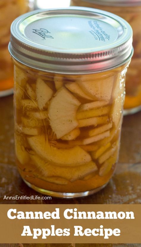 Canned Cinnamon Apples Recipe. Make your own cinnamon apples with this easy canned cinnamon apples recipe. Eaten as a snack, on top of ice cream, used to make a pie; the ideas are endless for these delicious cinnamon apples! How To Can Apple Slices, Canning Fresh Apples, Canning Apple Slices, Can Apples Recipes, Apple Canning Ideas, How To Can Apples, Preserved Apples, Canned Apple Slices, Apple Recipes For Canning