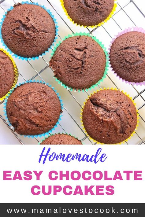 Easy Chocolate Cupcakes, Learning To Bake, Easy Chocolate Cupcake Recipe, Chocolate Cupcakes Recipe, Cupcake Recipes For Kids, Kid Friendly Meals Easy, Kid Cupcakes, Cupcake Recipes Chocolate, Easy Holiday Recipes