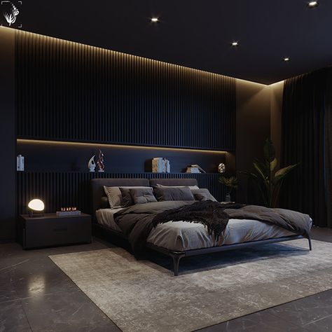 Dark Bedroom Aesthetic, Black Bedroom Design, Black Bedroom Decor, Loft Interior, Modern Luxury Bedroom, Bed Design Modern, Black Bedroom, Luxury Rooms, Design Studios