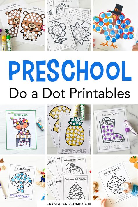 preschool do a dot printables Dots Free, Dot Worksheets, Fun Characters, Free Preschool Worksheets, Rain Painting, Do A Dot, Preschool Lesson Plans, Printables Free, Yellow Springs