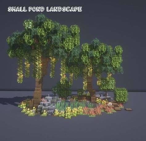 Pond Landscape, Minecraft Garden, Minecraft Idea, Bangunan Minecraft, Minecraft Farm, Minecraft Cottage, Easy Minecraft Houses, Diy Minecraft, Cool Minecraft Creations