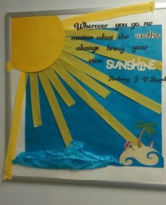 Bulletin Board Ideas For Office, Sun Bulletin Boards, August Bulletin Board Ideas, August Bulletin Board, August Bulletin Boards, White Board Ideas, Summer Bulletin Board, Christian Bulletin Boards, Work Bulletin Boards