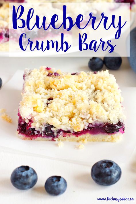 These Blueberry Crumb Bars are the perfect sweet snack! Recipe from www.thebusybaker.ca! Lemon Crumble, Lemon Blueberry Bars, Blueberry Crumb Bars, Blueberry Crumble Bars, Blueberry Filling, Blueberry Bars, Lemon Cheesecake Bars, Keto Blueberry, Crumb Bars