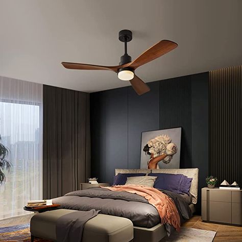 Amazon.com: Chriari Ceiling Fans with Lights, 3 Wood Fan Blades, 52" Black Classical Style Fan with Remote Control, Noiseless Reversible DC Motor for Bedroom/Living Room/Study/Porch : Tools & Home Improvement Wood Ceiling Fans, Ceiling Fan Bedroom, Cabin Chic, Fans With Lights, Ceiling Fans With Lights, Farmhouse Ceiling Fan, Pool Room, Best Ceiling Fans, Black Ceiling Fan