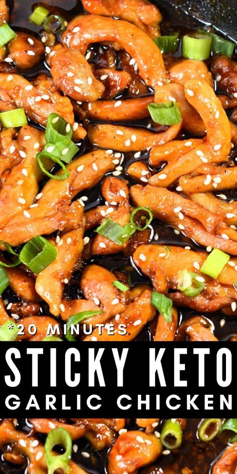 Sticky Keto Garlic Chicken #ketostickygarlichicken #stickygarlicchicken Keto Garlic Chicken, Keto Chinese Food, Breakfast Low Carb, Carb Dinner, Keto Recipes Dinner, Diets For Beginners, Low Carb Chicken, Diet Help, Net Carbs