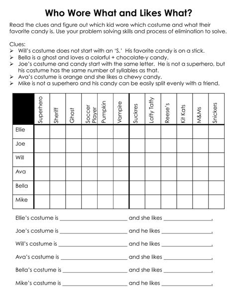 Halloween Fun Six Logic Puzzles And Brain Teasers For Middle School Deductive Reasoning Puzzles, Logic Puzzles For Middle School, Middle School Logic Puzzles, Brain Teasers For Middle School Students, Halloween Logic Puzzles Free, Halloween Activities For Middle School, Halloween Math Middle School, Halloween Brain Teasers, Printable Logic Puzzles