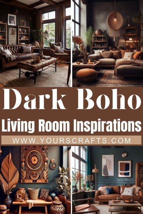 If you are one fascinated by the allure of dark and elegant decorations, then get into our world list of Gorgeous Dark Boho Living Room Inspirations. Moody Living Room Brown Couch, Boho Moody Living Room, Dark Decor Living Room, Brown Chair Living Room, Moody Boho Decor, Eclectic Decorating Ideas, Dark Earthy Living Room, Dark Cottagecore Living Room, Moody Boho Living Room