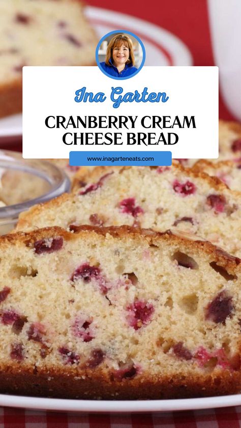 Ina Garten Cranberry Cream Cheese Bread Ina Garten Cranberry Bread, Moist Cranberry Bread, Easy Cranberry Bread Recipes, Cream Cheese Cranberry Bread Ina Garten, Cranberry Bread With Cream Cheese, Cranberry Cream Cheese Loaf Recipe, Best Cranberry Bread Recipe, Fresh Cranberry Bread Recipes, 12 Tomatoes Cream Cheese Cranberry Loaf