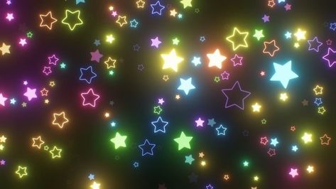 Swaggy Wallpapers, Rainbow Aesthetics, Kidcore Wallpaper, Fun Backgrounds, Scene Pfp, Neon Stars, Background Youtube, Scene Y2k, Light Spectrum