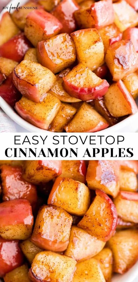 These Stovetop Sautéed Cinnamon Apples taste like a warm apple pie, but they come together in 5 minutes and are SO much healthier! This recipe makes a perfect breakfast, snack, or dessert and is gluten, dairy and refined sugar free! Soft Cinnamon Apples, Pan Fried Apples Healthy, Low Calorie Cinnamon Apples, Boiled Apples Cinnamon, Cinnamon Apples Stove Top, Easy Cinnamon Apples Stovetop, Apples On Stove Top, Baked Apples Stovetop, Cinnamon Apples Breakfast