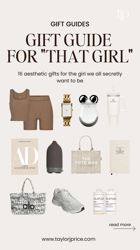 16 Aesthetic gift ideas for That Girl - Christmas 2022 Gifts For Clean Girl, Clean Girl Aesthetic Gift Ideas, Aesthetic Luxury Gifts, Clean Girl Gift Ideas, It Girl Gifts, Cool Girl Gifts, Clean Girl Must Haves, Lagree Pilates, Wishlist Ideas Aesthetic