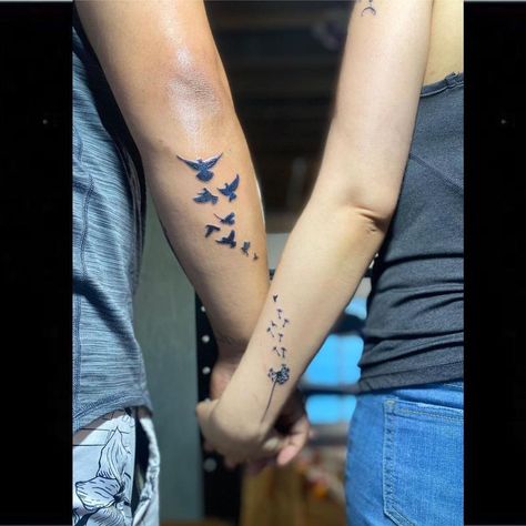 75 Soulmate Matching Couple Tattoos Matching Arm Tattoos Couple, Hummingbird Couple Tattoo, Viking Matching Tattoo, Couple Arm Tattoos, Couples Arm Tattoos, Connecting Couple Tattoos, Couple Wolf Tattoo, Half Tattoo Matching, Matching Arm Tattoos