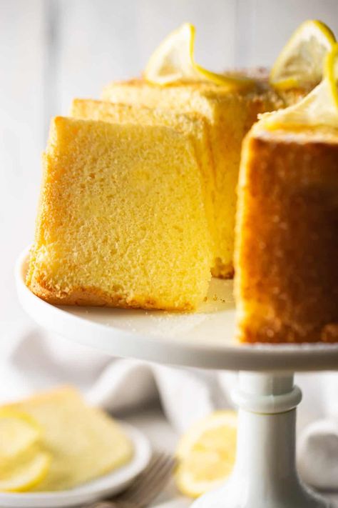 Lemon Chiffon Cake Recipe, Lemon Angel Food Cake, Chiffon Cake Recipe, Orange Chiffon Cake, Lemon Chiffon Cake, Cake Bars Recipe, Lemon Cakes, Cookie Crisp, Brunch Bread