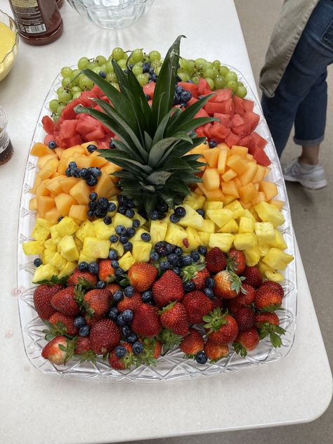 Fruit Trays For Wedding Showers, Tropical Fruit Tray Party Ideas, Nye Fruit Platter, Fruit Tray Displays Party Platters, Fruit For Wedding, Engagement Party Fruit Platter, Fruit Platter Bridal Party, Fruit For Birthday Party, Birthday Party Platters Finger Foods