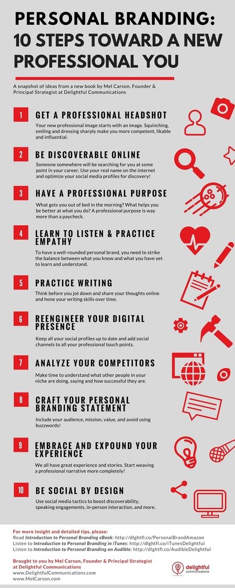 Personal Branding: 10 Steps Toward a New Professional You [Infographic] - @marketingprofs Professional Personal Branding, Build Personal Brand, Personal Branding Tips, Personal Branding Ideas, What Is Personal Branding, Branding Infographic, Personal Branding Strategy, Personal Branding Design, Branding Strategies