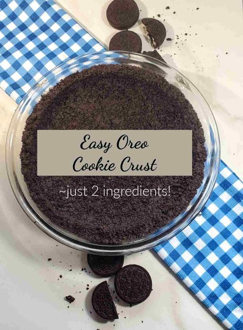 This chocolate cheesecake crust is full of Oreo flavor and super easy to prepare. It needs just two ingredients and can be made very quickly. Fill it with your favorite no baking filling. It is sure to become a family favorite. Get the recipe on Recipes Just 4U. Crust For Cheesecake, Cheesecake Base Recipe, Cookie Pie Crust Recipe, Oreo Crust Recipe, Oreo Cookie Pie, Cookie Crust Recipe, Oreo Pie Crust, Oreo Dirt, Cheesecake Crust