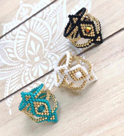 Wholesale New arrive miyuki ring for women From m.alibaba.com Miyuki Ring, Miyuki Beads Pattern, Diy Beaded Rings, Fabric Flower Brooch, Beaded Jewlery, Beaded Jewels, Bead Weaving Patterns, Bead Loom Bracelets, Handmade Jewelry Tutorials