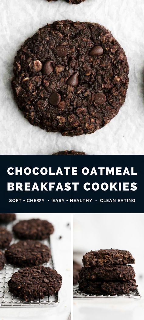 Healthy Chocolate Oatmeal Breakfast Cookies – soft, chewy, flourless & SO good! This recipe is easy to make. They taste like you're eating BROWNIES for breakfast! (Gluten free, dairy free & eggless too!) ♡ easy gluten free vegan breakfast cookies. clean eating chocolate oatmeal breakfast cookies for kids. low calorie breakfast cookies recipe no white sugar. easy breakfast cookies recipe no flour. double chocolate breakfast cookies healthy recipe. Chocolate For Breakfast, Breakfast Cookies No Peanut Butter, Eggless Breakfast Cookies, No Banana Breakfast Cookies, Healthy Oatmeal Cookies Breakfast, Healthy Nut Free Cookies, Dairy Free Breakfast Cookies, Healthy Breakfast Cookies Gluten Free, Nut Free Breakfast Cookies