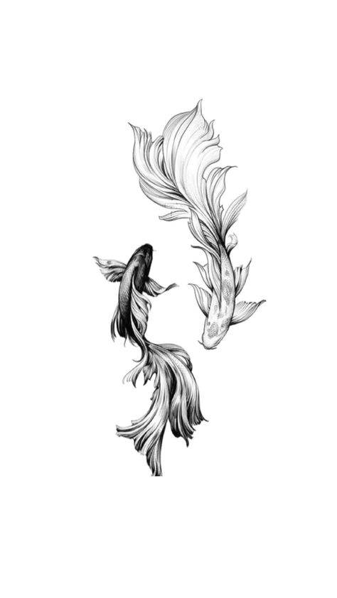 Koi Fish Drawing Tattoo, Pisces Tattoo Designs, Crow Tattoo Design, Black Line Tattoo, Abstract Tattoo Ideas, Twin Tattoos, Abstract Tattoos, Timeless Tattoo, Pisces Tattoos