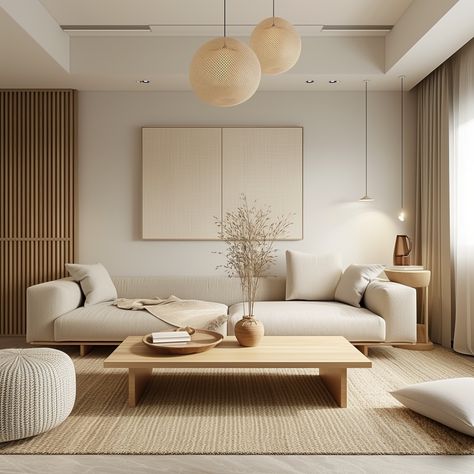 Exploring Wabi-Sabi, Minimalist, and Modern Japandi Designs – Making A Green Life by Lily Japandi Living Room, Casa Clean, Minimalist Living Room Design, Japandi Living, Contemporary Living Room Design, Japandi Design, Salon Suites, Japandi Interior, Living Room Sofa Design