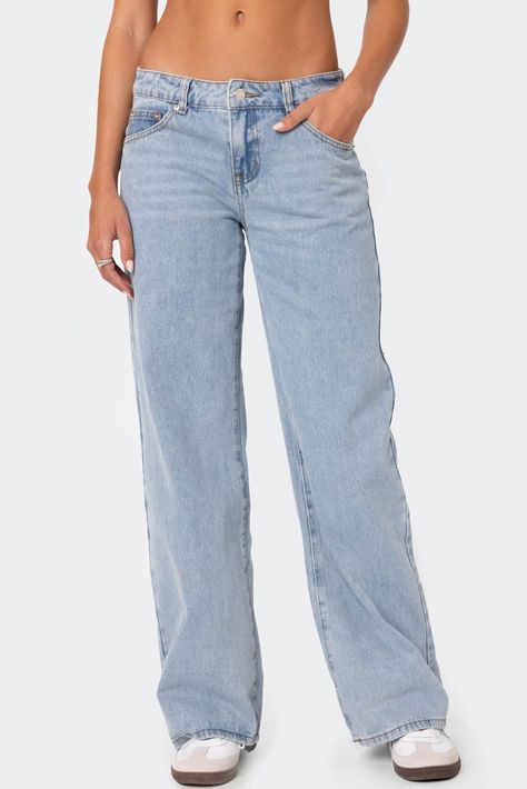 Raelynn Washed Low Rise Jeans – edikted Edikted Raelynn Low Rise Jeans, Cute Jeans Mid Rise, Hollister Low Rise Jeans, Edikted Low Rise Jeans, Back To School Pants, Straight Leg Low Rise Jeans, Straight Leg Blue Jeans Outfit, Where To Get Low Rise Jeans, Low Rise Light Wash Jeans