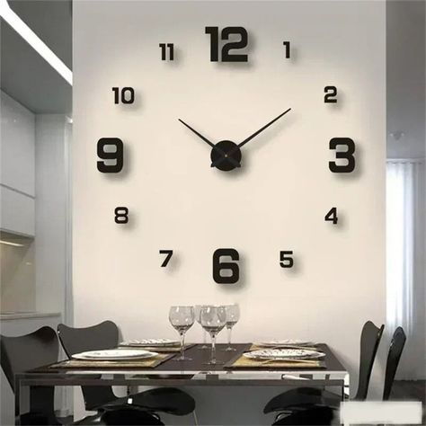 Wall Clock for Home. Transform Your Space with a Touch of Modern Elegance Introducing our sleek and stylish DIY Wall Clock that serves as both a timekeeper and a statement piece for your home or office. Crafted with simplicity and sophistication in mind, this frameless 40cm clock is a seamless addition to any decor. Its mirror stickers reflect light, adding depth and dynamism to your walls. Whether in your living room, bedroom, or even a hotel room, this clock is designed to enhance your spa... Clock Decor Living Room, Wall Clock Decor Living Room, Wall Clock Decor, Diy Wall Clock, Wall Clock Design, Mirror Stickers, Ideas Casa, Clock Decor, Clock Wall Decor