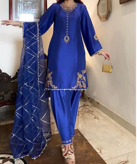 Royal Blue Pakistani Suit, Navy Blue Punjabi Suit, Royal Blue Punjabi Suit, Blue Pakistani Suit, Blue Punjabi Suit, Simple Dress For Girl, Suits For Women Indian, Summer Diary, Bridal Suits