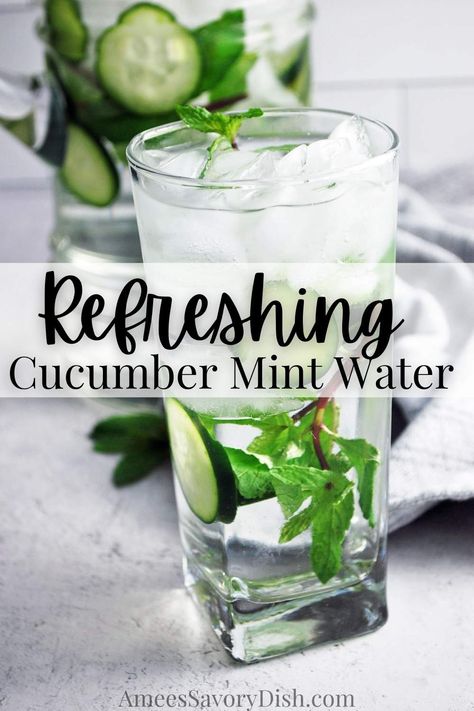 Mint And Cucumber Water, Cucumber Mint Water Recipe, Refreshing Cucumber Drinks, Mint Water Recipes, Diffused Water, Cucumber Mint Water, Cucumber Water Recipe, Bedtime Smoothie, Cucumber Infused Water