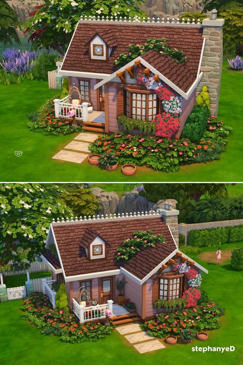 Cottage Layout, Casas The Sims Freeplay, Sims 4 Cottage, Sims 4 Houses Layout, Lotes The Sims 4, Have A Nice Week, Cottage Tiny House, Sims Freeplay Houses, Die Sims 4