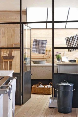 Utility room ideas | House & Garden Laundry Room Design Ideas, Utility Room Designs, Basement Furniture, Wooden Panelling, Basement Laundry Room, Rooms Design, Modern Laundry Rooms, Deco Nature, Flower Room