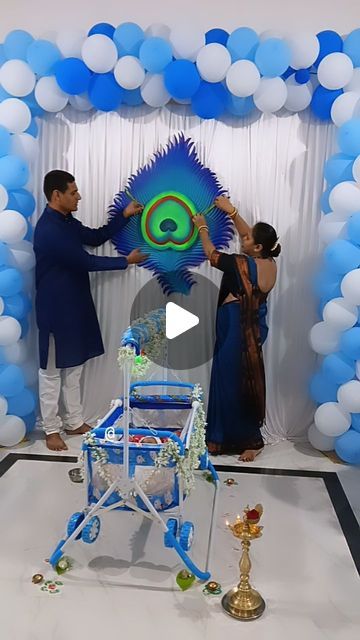 Artist on Instagram: "Naming ceremony board....
Peacock feather....
.
DM for order....
.
.
#namingceremonydecoration  #namingceremony  #namkaransohala  #namingceremonydeco  #nameboard  #peacock #reels  #reelsinstagram  #art  #artist  #goanartist  #artistsoninstagram  #viral  #reelitfeelit  #likesforlike" Decoration For Naming Ceremony Indian, Krishna Theme Naming Ceremony, Indian Naming Ceremony Decoration Ideas, Cradle Ceremony Return Gift Ideas, Baby Cradle Decoration Indian, Namakaranam Decoration, Baby Name Reveal Ideas Indian, Name Ceremony Decoration At Home, Naming Ceremony Decorations Indian