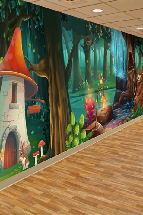 Enchanted Forest Room, Enchanted Forest Mural, Woodland Mural, Playroom Mural, Forest Room, Garden Mural, Kids Room Murals, Forest Mural, Whimsical Wall Art